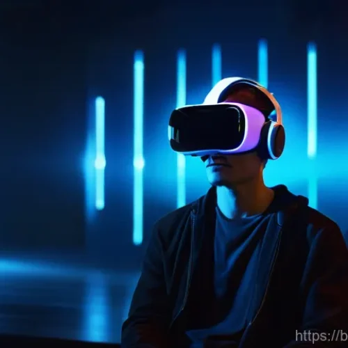 디지털 공연예술 사례 - **Prompt 1: Immersive VR Concert Experience**
    "A young adult, either male or female, fully cloth...