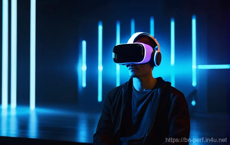 디지털 공연예술 사례 - **Prompt 1: Immersive VR Concert Experience**
    "A young adult, either male or female, fully cloth...