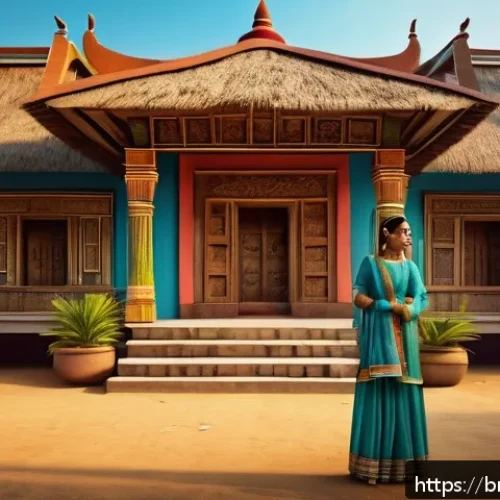 공연예술과 디지털 트윈 - A vibrant virtual theater stage inspired by traditional Bengali cultural elements, featuring intrica...